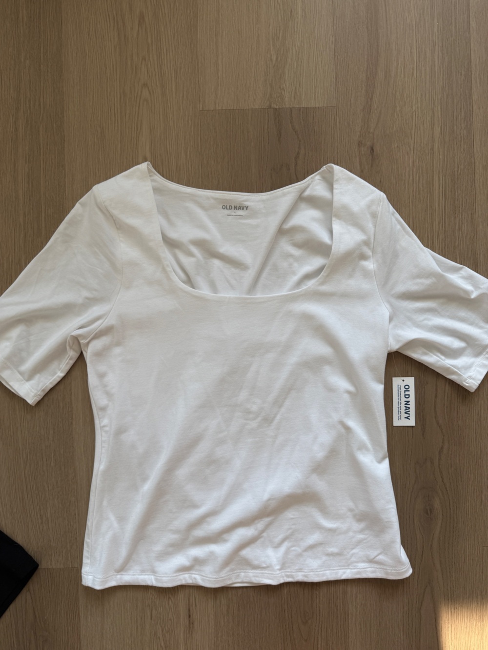 NWT old navy fitted double layer elbow sleeve scoop neck top